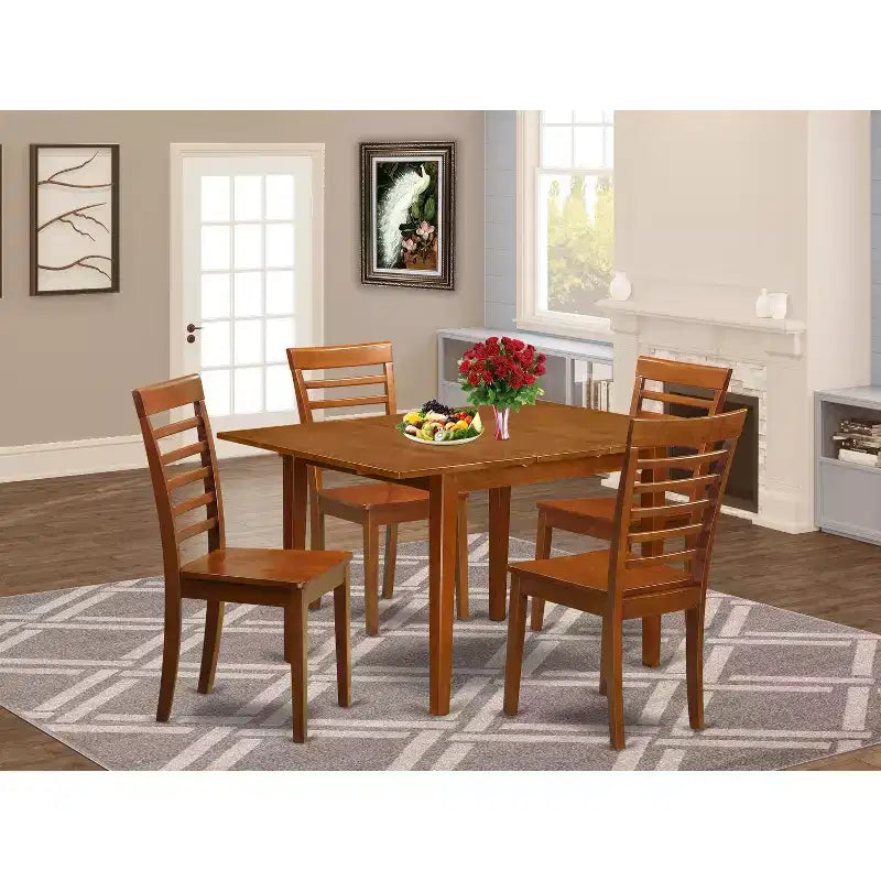 Classic Dinette Set - Small Dining Table & Chairs - Kitchen Table Set for 4 - Elegant Design