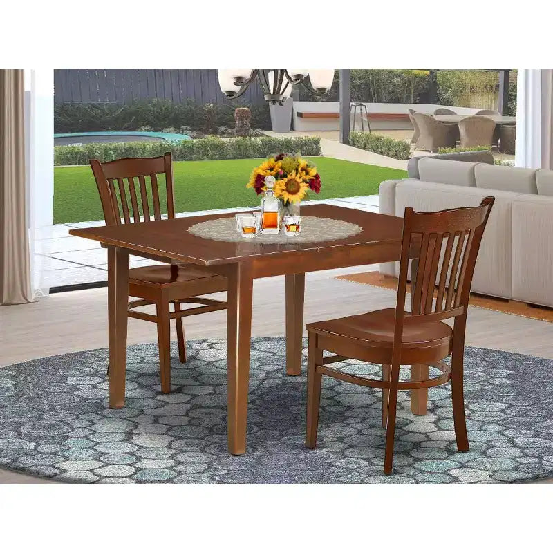 Rectangle Dining Table Set - 3Pc Cottage Kitchen Table with Butterfly Leaf & 2 Chairs