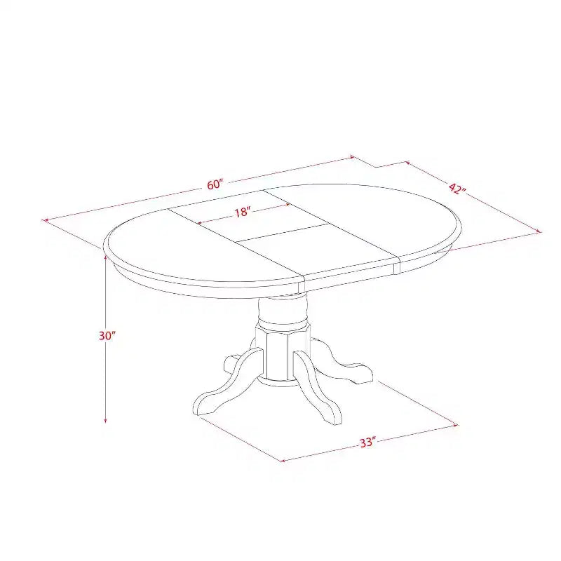 Dinette Set 7Pc Oval Table w/ Leaf & 6 Chairs - Cottage Style Kitchen Table Set