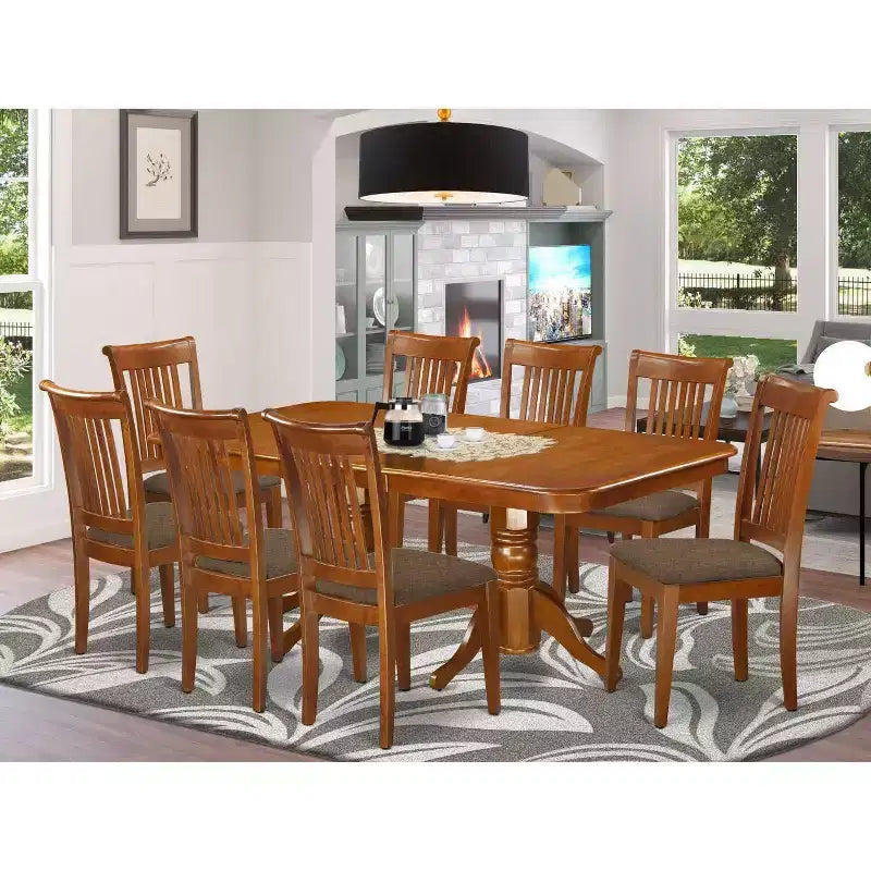Dining Room Set Handcrafted Solid Wood Table & Chair Set with Extension Leaf