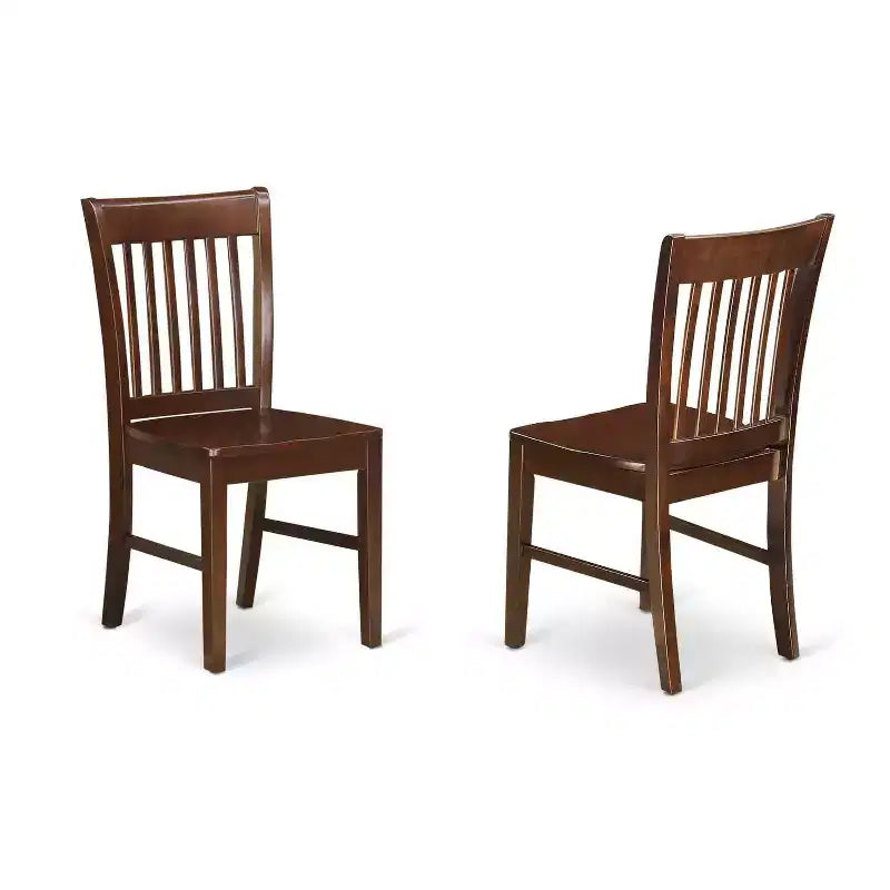 Mediterranean Dining Set - Extendable Table & 6 Chairs - Wood Seat - Mahogany Finish - Dining Room Furniture