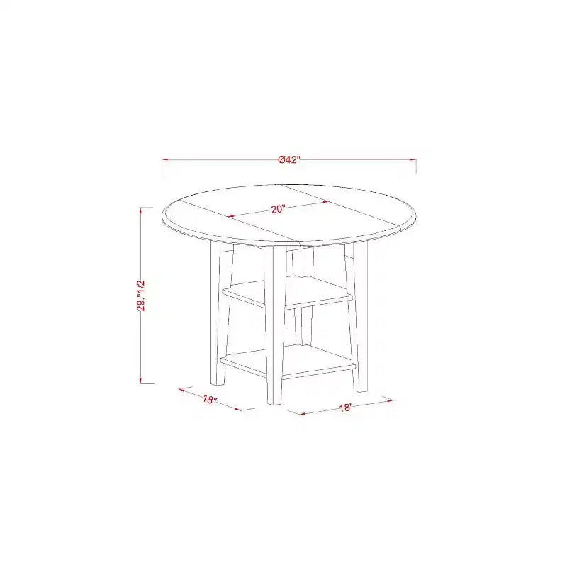 Vintage Dining Set 3Pc Table & 2 Chairs - 20x42 Table w/ Drop Leaves - Linen White Legs - PU Leather Seat