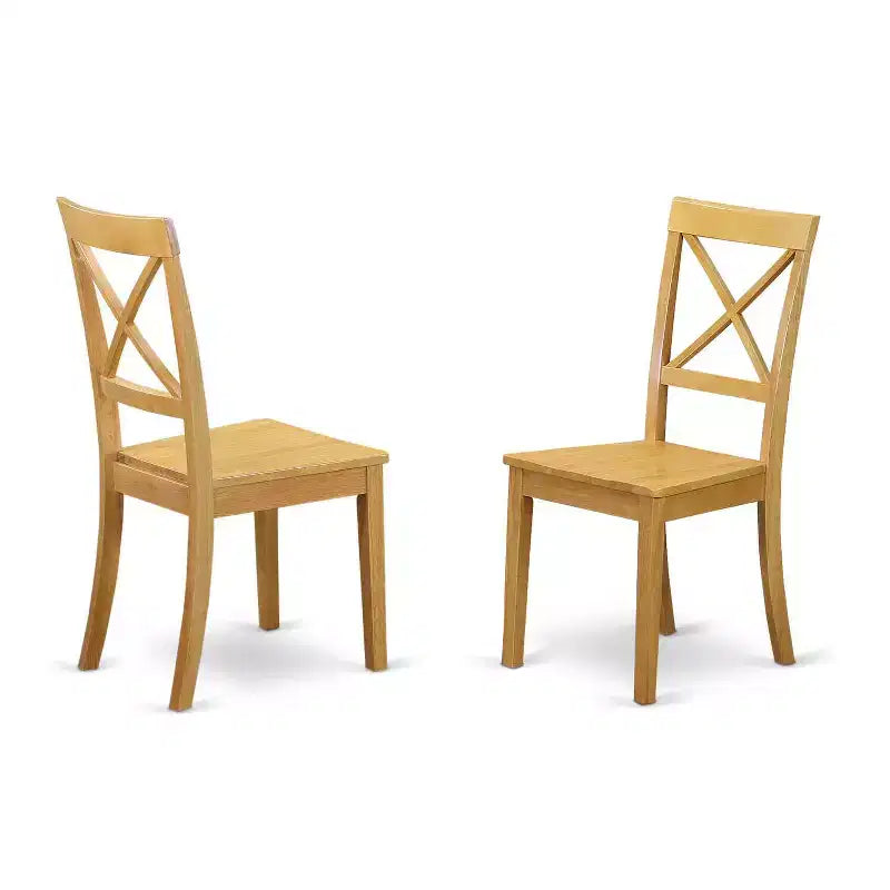 Dinette Set 3 Piece - Round Table with 2 Wood Dining Chairs - Oak Finish Kitchen Set