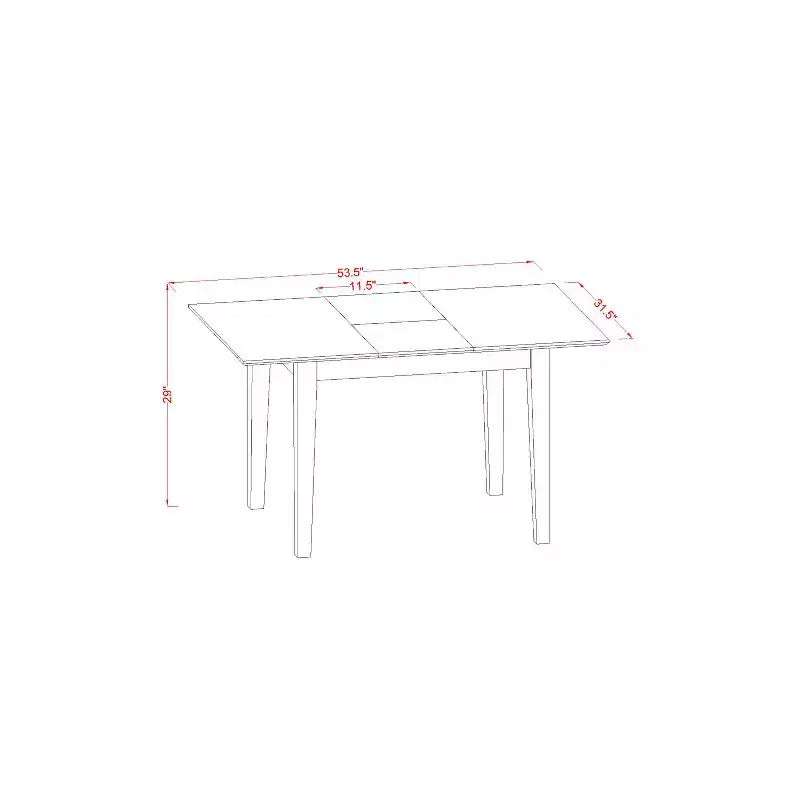 Dining Table Set 5 Piece - Rectangle Table with Butterfly Leaf & 4 Chairs - Kitchen Dinette Set