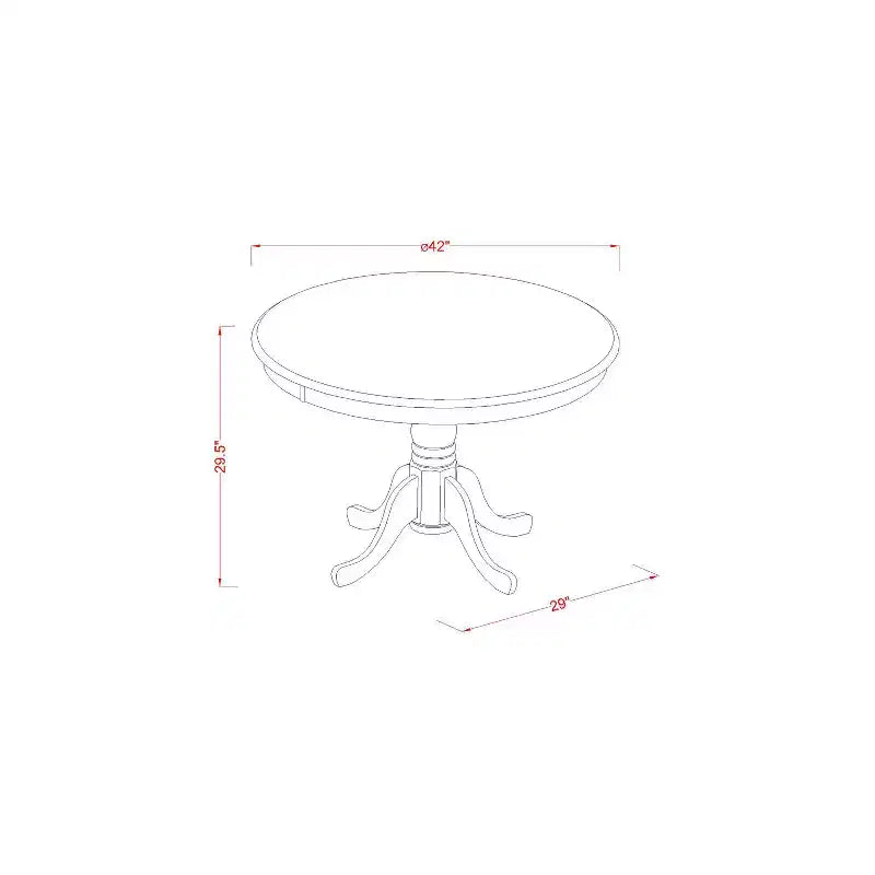 Round Kitchen Dinette Set - 42 Inch Table & 4 Chairs - Modern Dining Room Set