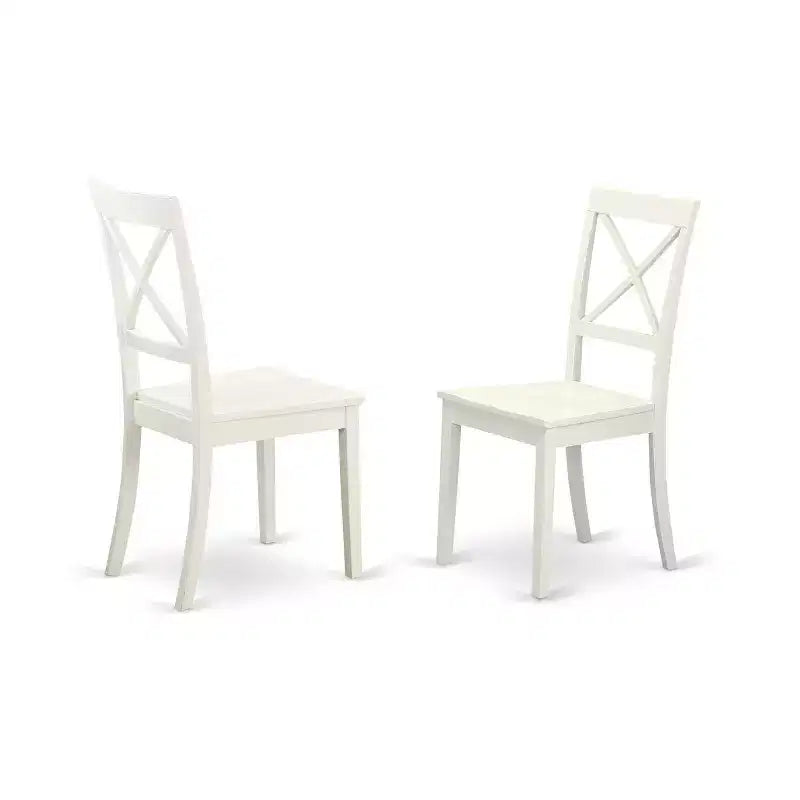 HomeStock 5-Piece Linen White Finish Solid Wood Top Dining table with 4-Chairs