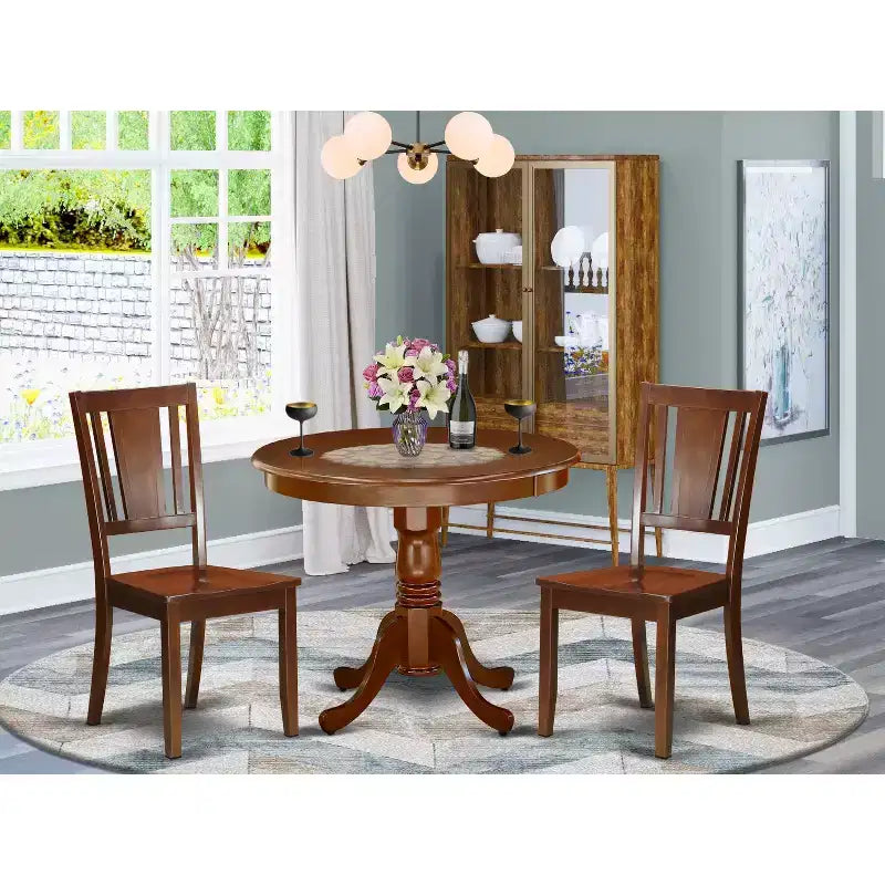 Round Dining Table Set - 36 Inch Table with 2 Chairs - Kitchen Dinette Set