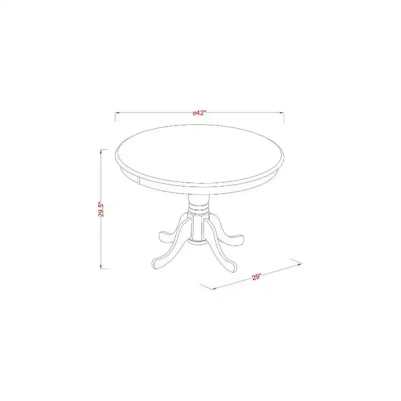 NeoClassical 5 Piece Dinette Set - Round Kitchen Table & 4 Burgundy Parson Chairs - Mahogany Finish
