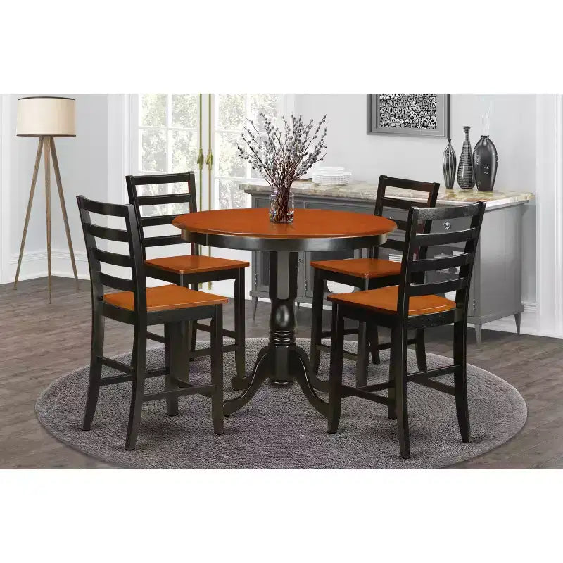 Art Deco Dining Set - Round Table & Chairs - Modern Kitchen Height Set