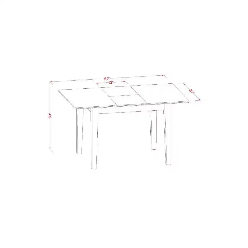 Small Space Dinette Set - 7 Piece Rectangular Table & 6 Chairs - Solid Wood Dining Set