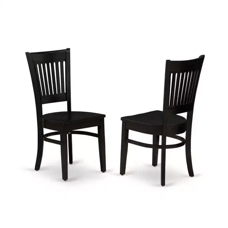 HomeStock 5-Piece Black Finish Solid Wood Top Dining table with 4 Chairs with Slat Back