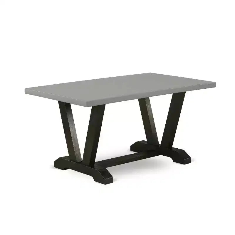 HomeStock 5-Pc Rectangle Natural Oak Finish Solid Wood Top Dining Table with 4 Parson Chair