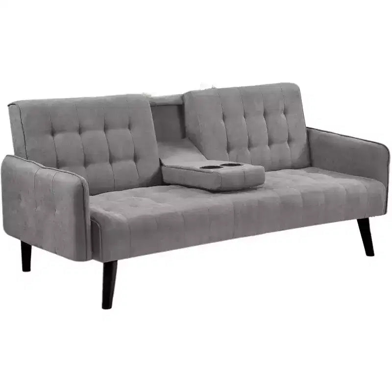 Homy Casa Convertible Sleeper Sofa Bed with Cup Holder & Drop-Down Table,for Living Room