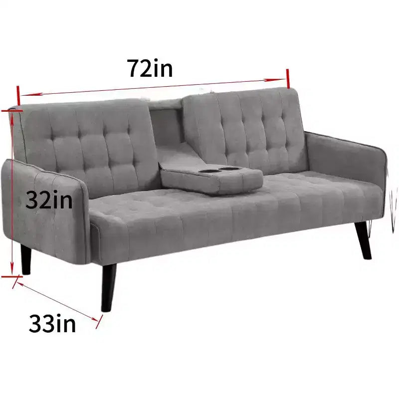 Homy Casa Convertible Sleeper Sofa Bed with Cup Holder & Drop-Down Table,for Living Room