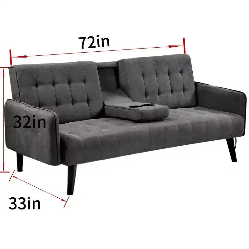 Homy Casa Convertible Sleeper Sofa Bed with Cup Holder & Drop-Down Table,for Living Room