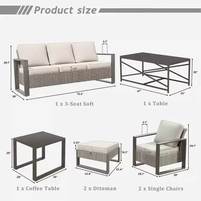 UPTIOT 7-Piece Outdoor Patio Conversation Set