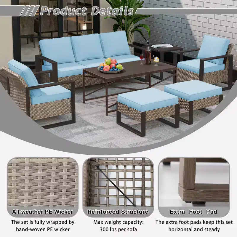UPTIOT 7-Piece Outdoor Patio Conversation Set