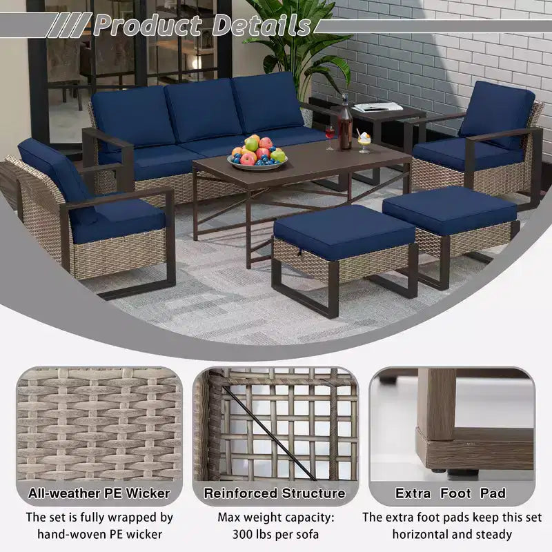 UPTIOT 7-Piece Outdoor Patio Conversation Set