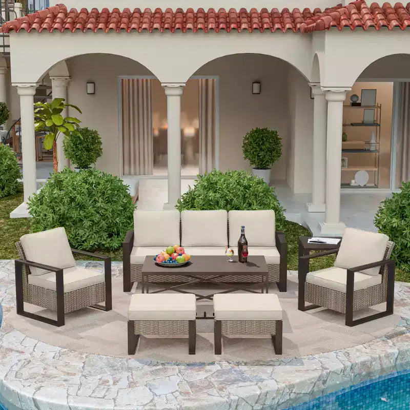 UPTIOT 7-Piece Outdoor Patio Conversation Set