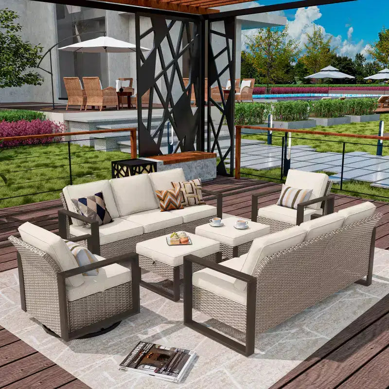 UPTIOT 6-Piece Outdoor Patio Conversation Set