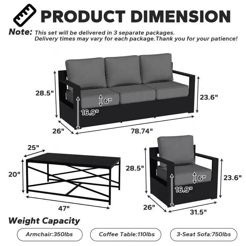 UPTIOT 4-Piece Outdoor Patio Conversation Set