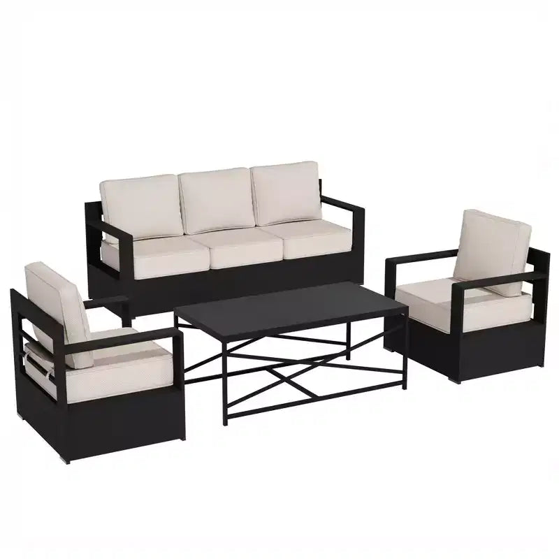 UPTIOT 4-Piece Outdoor Patio Conversation Set