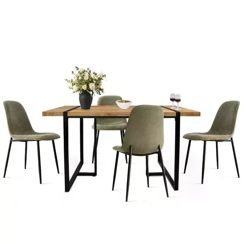 5-Piece Modern Dining Table Set,59 Rectangular Table with 4 Upholstered Chairs Kitchen & Dining Room Small Space Furniture-Panipeachy