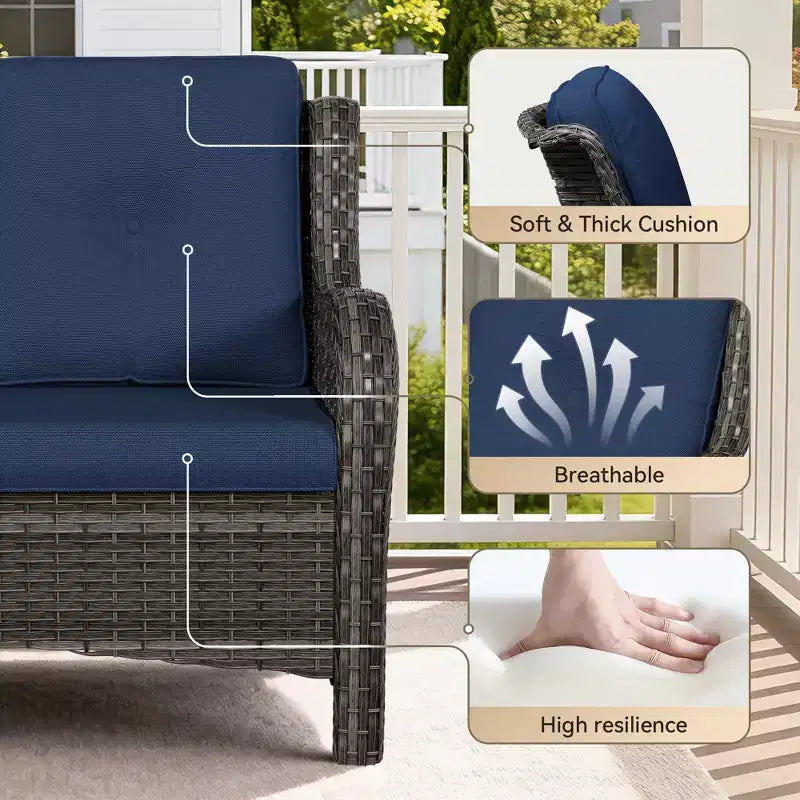 UPTIOT 4-Piece Outdoor Set: Fireplace Heater/Shelf,Cushioned Chair & Swivel Rocker