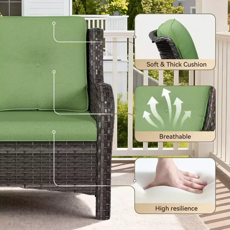 UPTIOT 4-Piece Outdoor Set: Fireplace Heater/Shelf,Cushioned Chair & Swivel Rocker