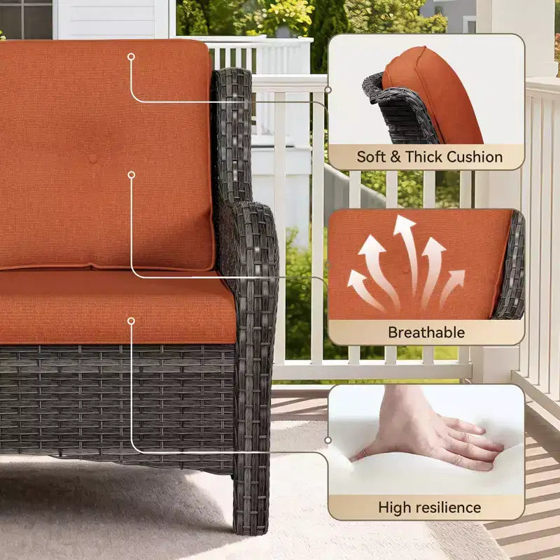 UPTIOT 4-Piece Outdoor Set: Fireplace Heater/Shelf,Cushioned Chair & Swivel Rocker
