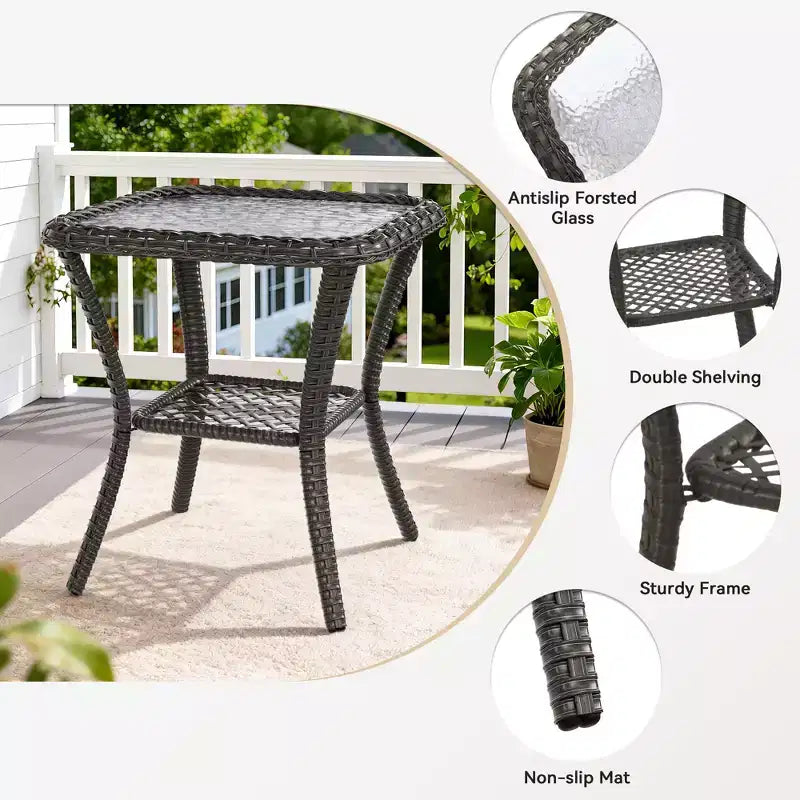 UPTIOT 4-Piece Outdoor Set: Fireplace Heater/Shelf,Cushioned Chair & Swivel Rocker