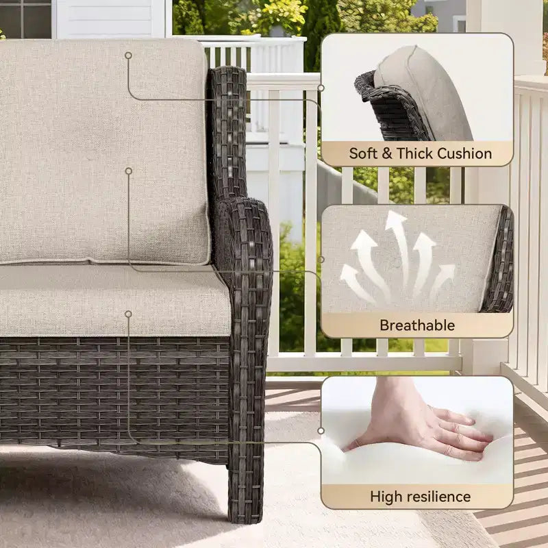 UPTIOT 4-Piece Outdoor Set: Fireplace Heater/Shelf,Cushioned Chair & Swivel Rocker
