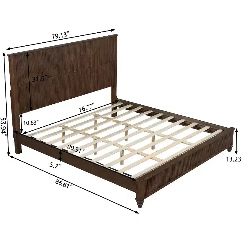 3-Piece Bedroom Set, Queen/King Size Bed Frame & 2 Fluted Nightstands with Storage Drawers - ModernLuxe