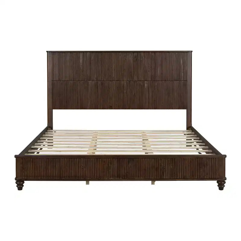 3-Piece Bedroom Set, Queen/King Size Bed Frame & 2 Fluted Nightstands with Storage Drawers - ModernLuxe