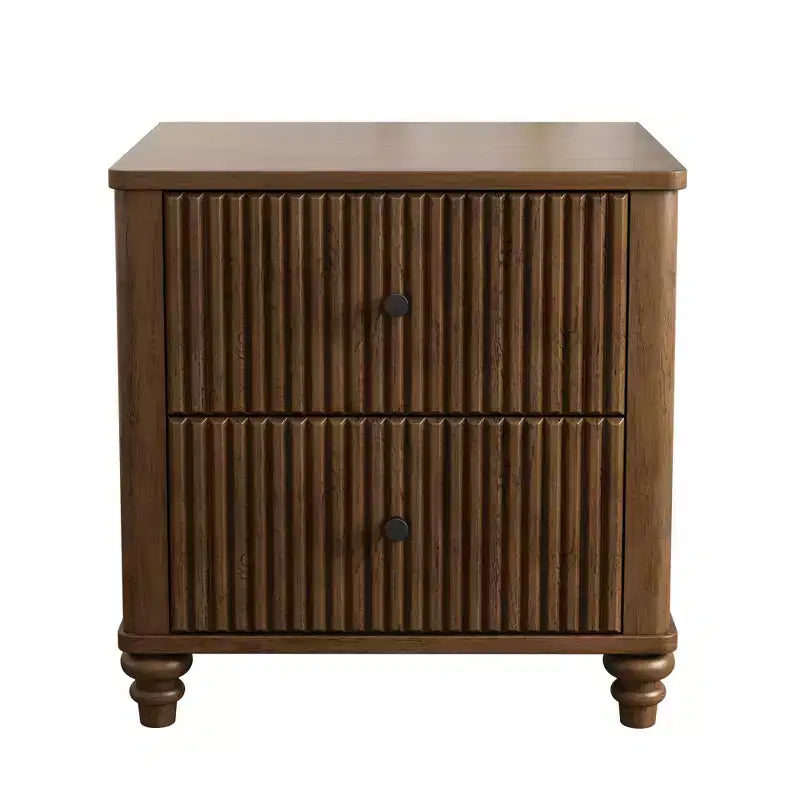 3-Piece Bedroom Set, Queen/King Size Bed Frame & 2 Fluted Nightstands with Storage Drawers - ModernLuxe