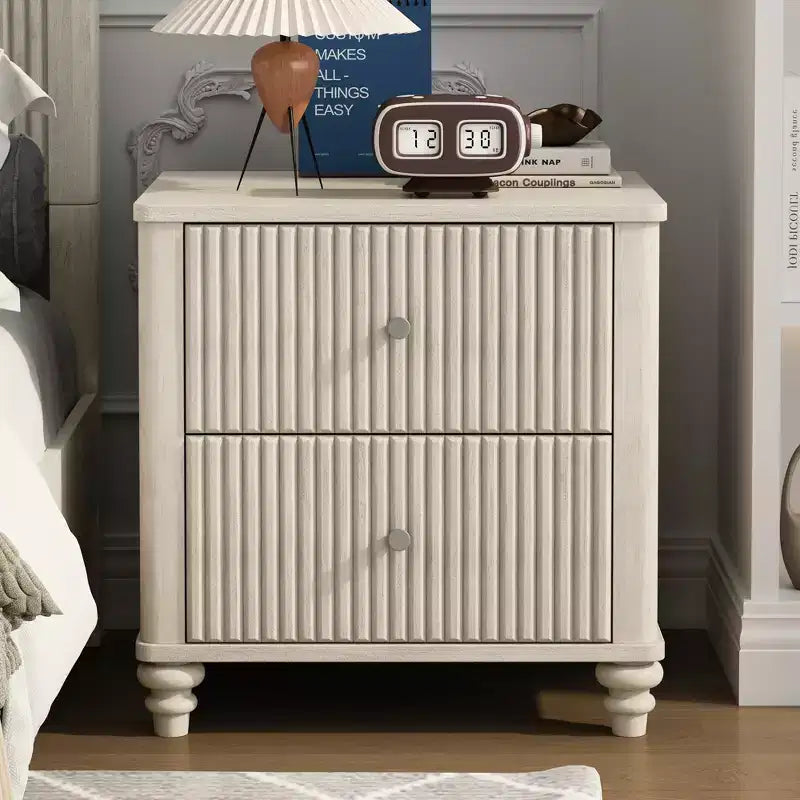 3-Piece Bedroom Set, Queen/King Size Bed Frame & 2 Fluted Nightstands with Storage Drawers - ModernLuxe