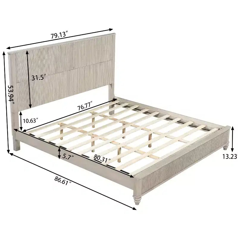 3-Piece Bedroom Set, Queen/King Size Bed Frame & 2 Fluted Nightstands with Storage Drawers - ModernLuxe