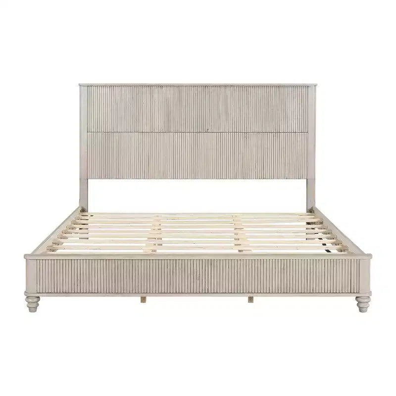 3-Piece Bedroom Set, Queen/King Size Bed Frame & 2 Fluted Nightstands with Storage Drawers - ModernLuxe
