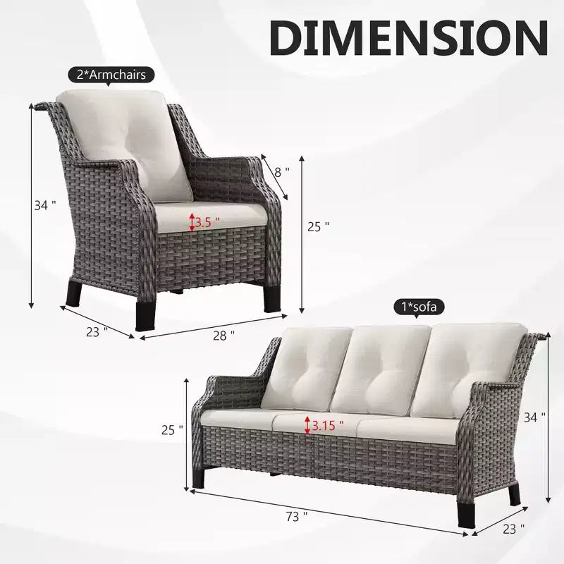 UPTIOT All-Weather Outdoor Set with Ergonomic Seating & Water-Repellent Design