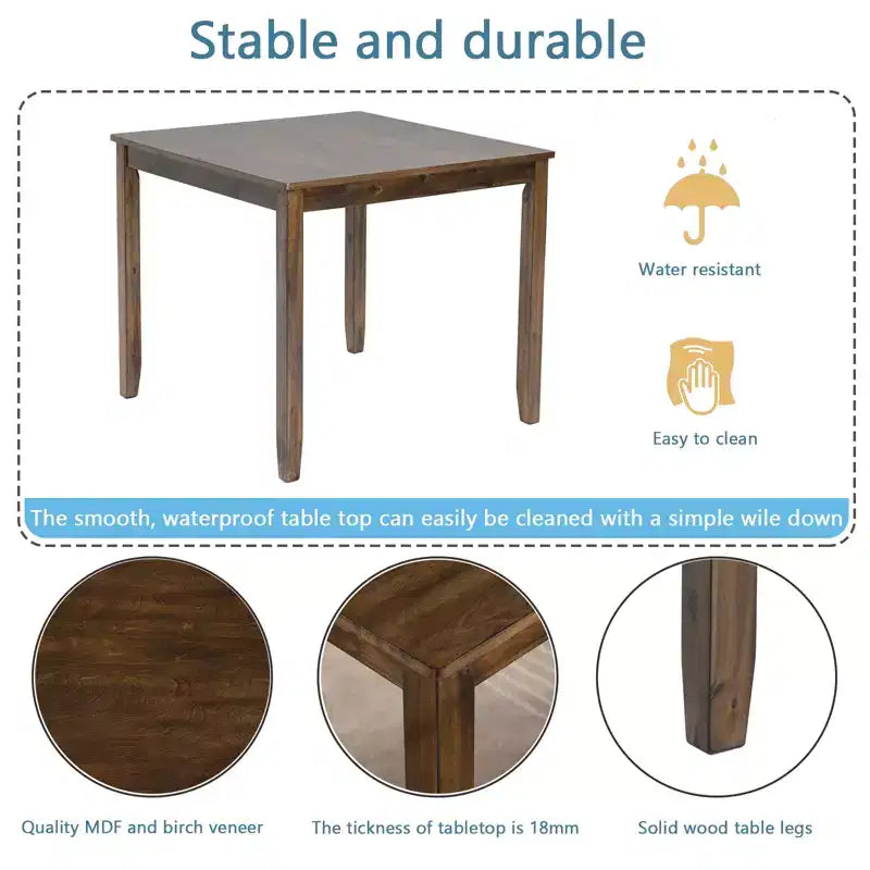 sumyeg 5 Piece Wooden Dining Table Set with 4 Chairs for Kitchen or Dining Room