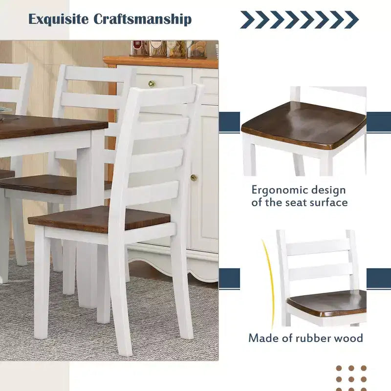 6 Pieces Wood Dining Room Table Set for 6, Rectangle Dining Table with 4 Upholstered Chairs and Bench