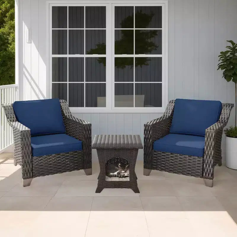 UPTIOT Premium Rattan Patio Chair Set with Coffee Table for Pet-Friendly Outdoor Spaces
