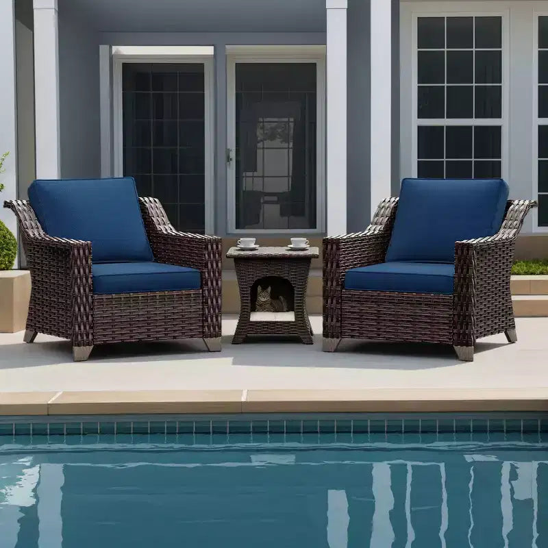 UPTIOT Premium Rattan Patio Chair Set with Coffee Table for Pet-Friendly Outdoor Spaces