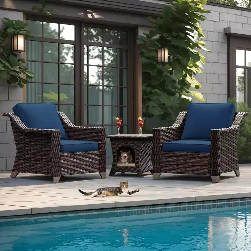 UPTIOT Premium Rattan Patio Chair Set with Coffee Table for Pet-Friendly Outdoor Spaces