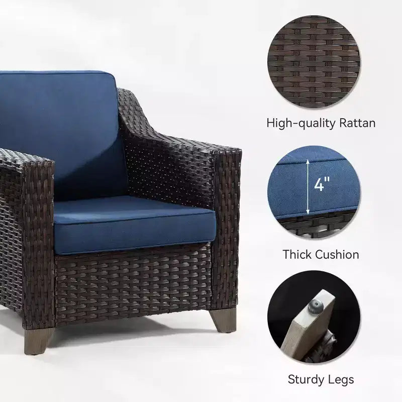 UPTIOT Premium Rattan Patio Chair Set with Coffee Table for Pet-Friendly Outdoor Spaces