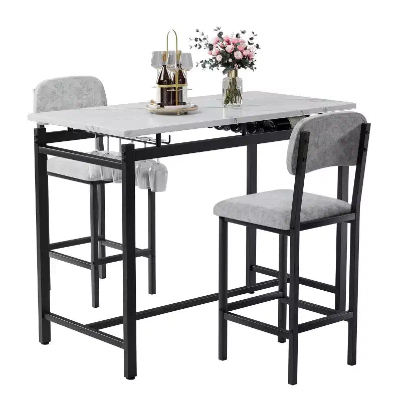 sumyeg 3 Piece Dining Table Set with 2 Upholstered Chairs for Kitchen or Small Apartment