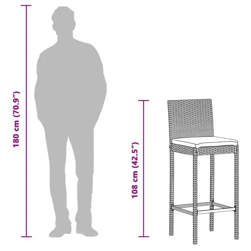 vidaXL Patio Bar Set - Solid Wood & Poly Rattan in Various Colors