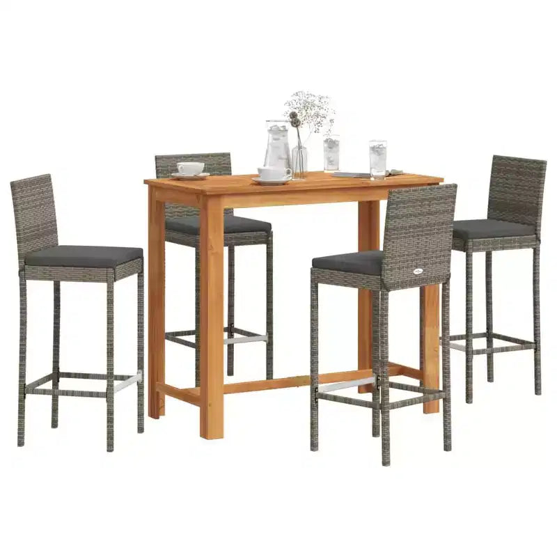 vidaXL Patio Bar Set - Solid Wood & Poly Rattan in Various Colors
