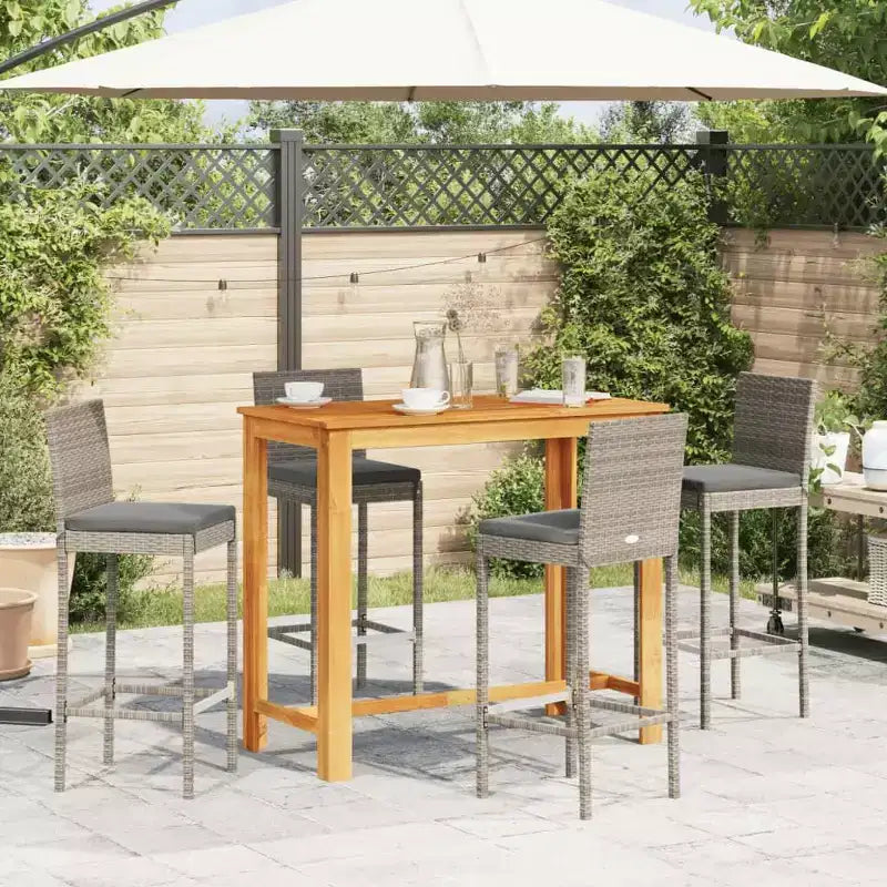 vidaXL Patio Bar Set - Solid Wood & Poly Rattan in Various Colors