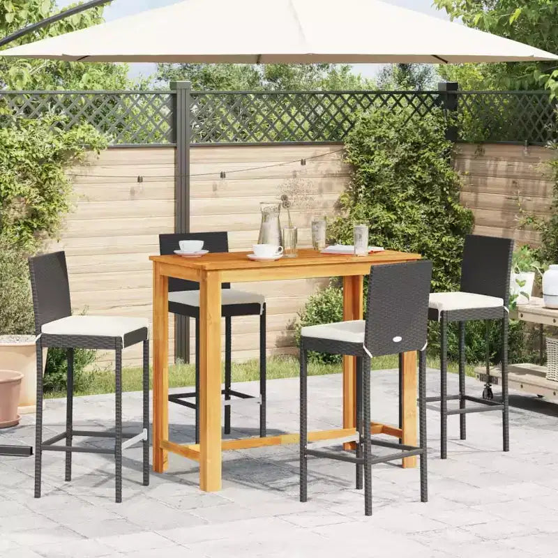 vidaXL Patio Bar Set - Solid Wood & Poly Rattan in Various Colors